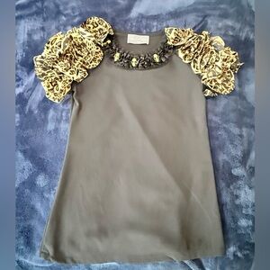 MCQ Alexander McQueen ruffled cheetah animal print sleeves top small